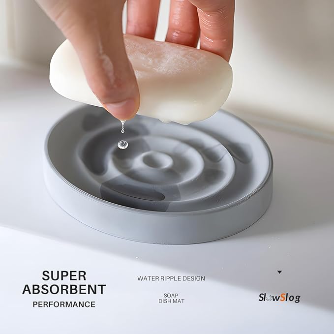 Diatomite Soap Dish Holder, Water Absorbent Stone Soap Dish, Quick Dry Stone - Image 3