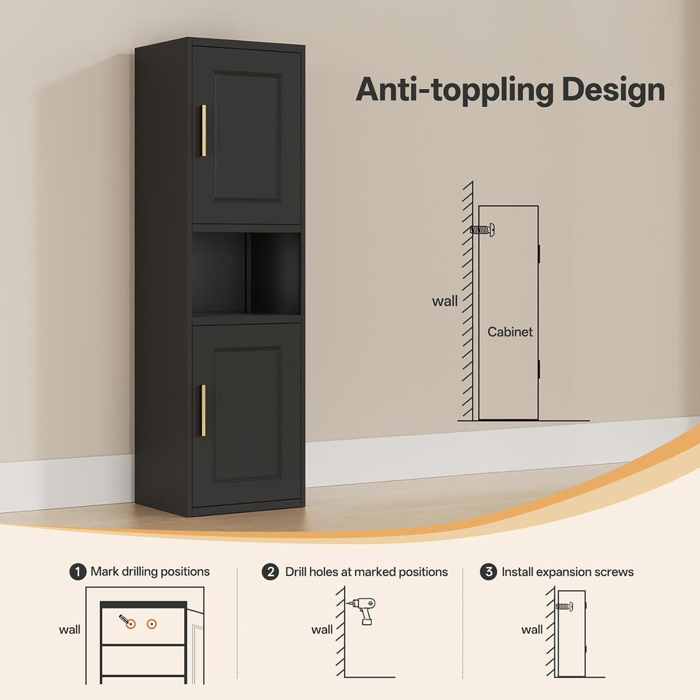 67" Tall Narrow Storage Cabinet, Metal Slim Bathroom Storage Cabinet wit...