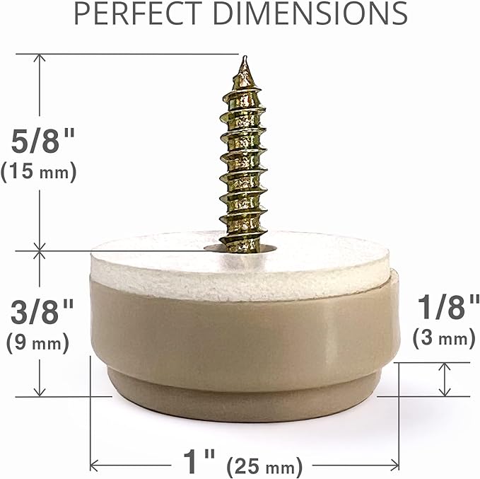 Chair Glides X-PROTECTOR – 8 PCS 1" Furniture Glides – Screw-On Chair Sliders – - Image 3