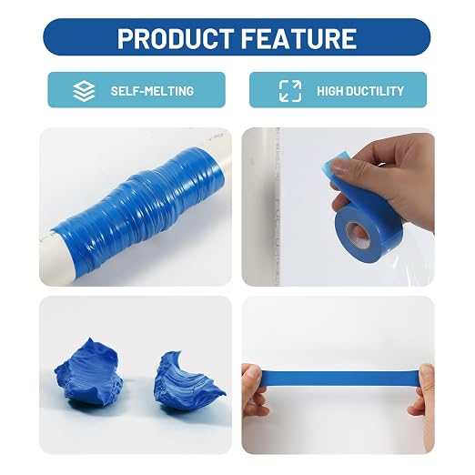 Self Fusing Silicone Tape 2 Rolls 1 in x 10' Blue Waterproof Rescue Tape Rubber - Image 4