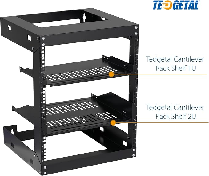 12U Wall Mount Rack Open Frame 19 Inch Server Equipment 2 Post Network Cabinet