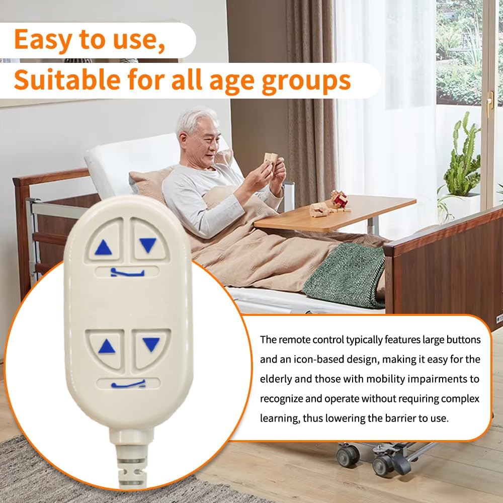 1115288 Bed Remote Controller for Invacare 5310IVC Semi Electric Homecare Bed, Replacement for Invacare 5310IVC Full Electric Homecare, Inclusion 6 Way 10-Pin Phone Style Connector, 2 Years Warranty