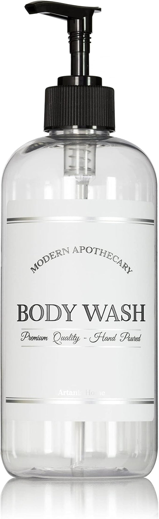 Refillable Clear PET Plastic 16 oz Body Wash Bottle by ArtanisHome