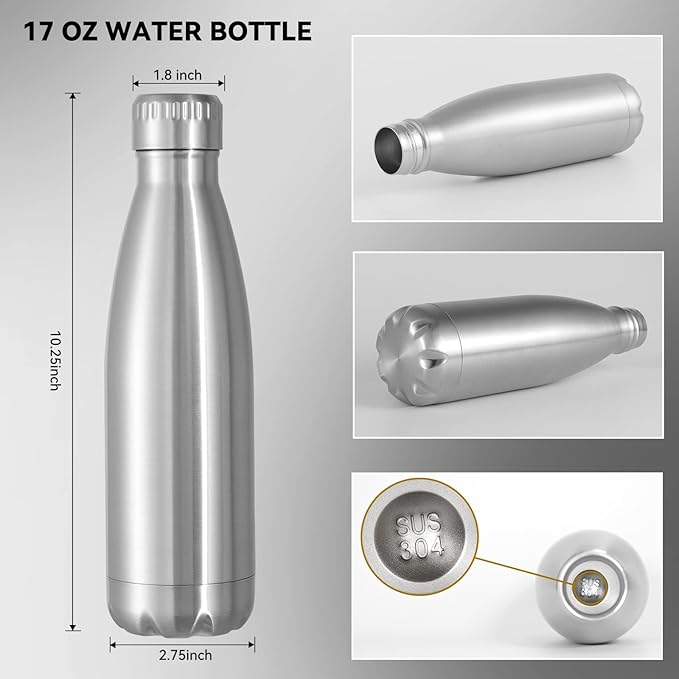 VEGOND 17oz Stainless Steel Water Bottles Bulk, Reusable Metal Sports Water - Image 3