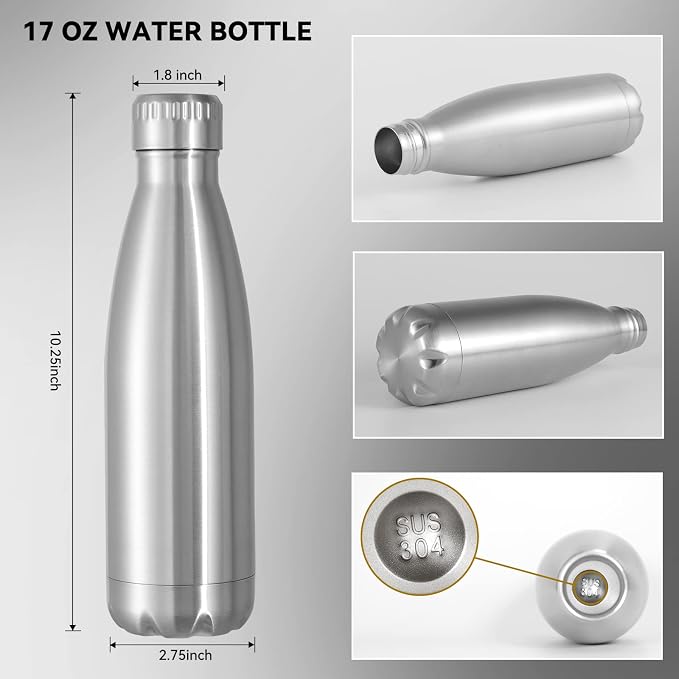 VEGOND 17oz Stainless Steel Water Bottles, Reusable Metal Sports Water Bottle - Image 3