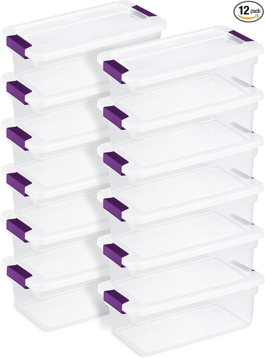 Sterilite 12-Pack 6 Quart ClearView Latch Box, Stackable Organizer Bins by Sterilite