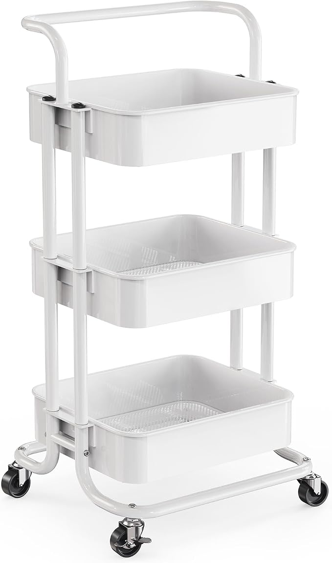 Pipishell 3 Tier Mesh Utility Cart, Rolling Metal Organization Cart by Pipishell
