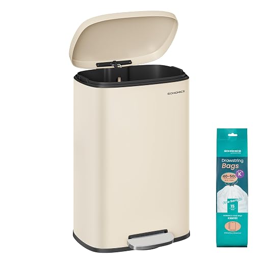 SONGMICS 13 Gallon Trash Can, Stainless Steel Kitchen Garbage Can, Recycling or by SONGMICSbySONGMICSHOME