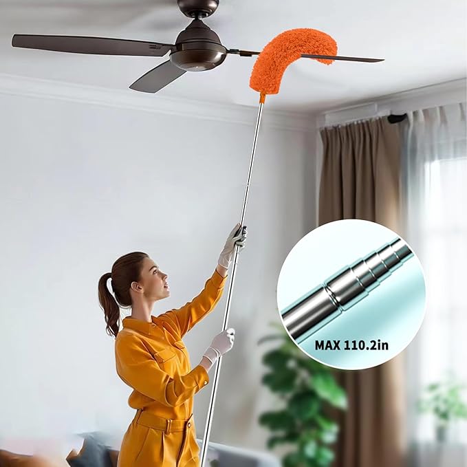 Cobweb Duster with Extension Pole, Cleaner Outdoor 110" Telescoping Extended - Image 3