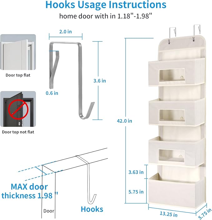 MAX Houser 4-Shelf Over The Door Hanging Organizer - Image 2