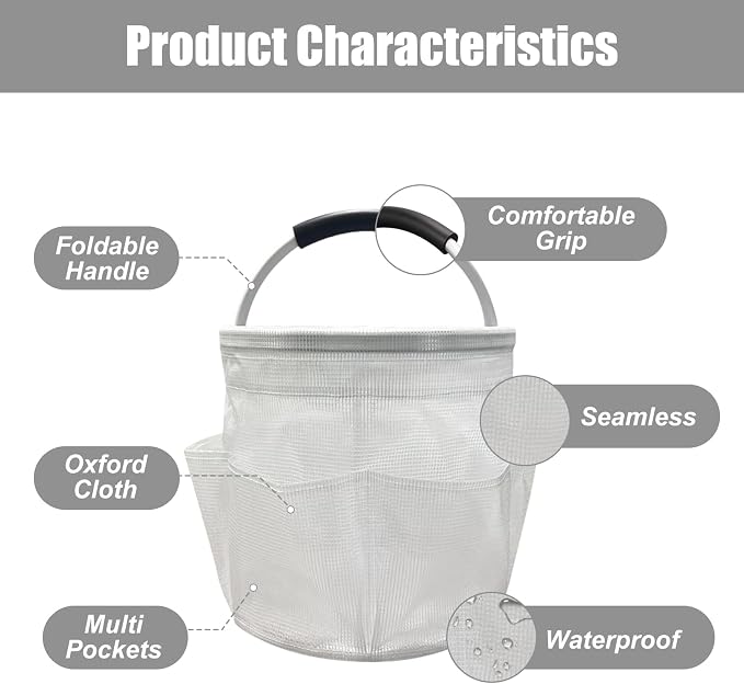 Qivine 17L Cleaning Caddy with Handle, Cleaning Supply Caddy Foldable Tool Bag - Image 4