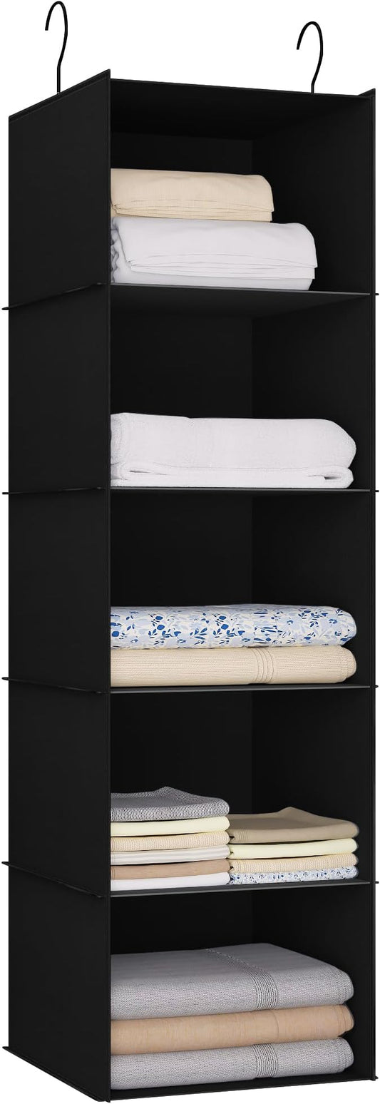 Hanging Closet Organizer and Storage 5-Shelf, Easy Mount Foldable Hanging by DonYeco