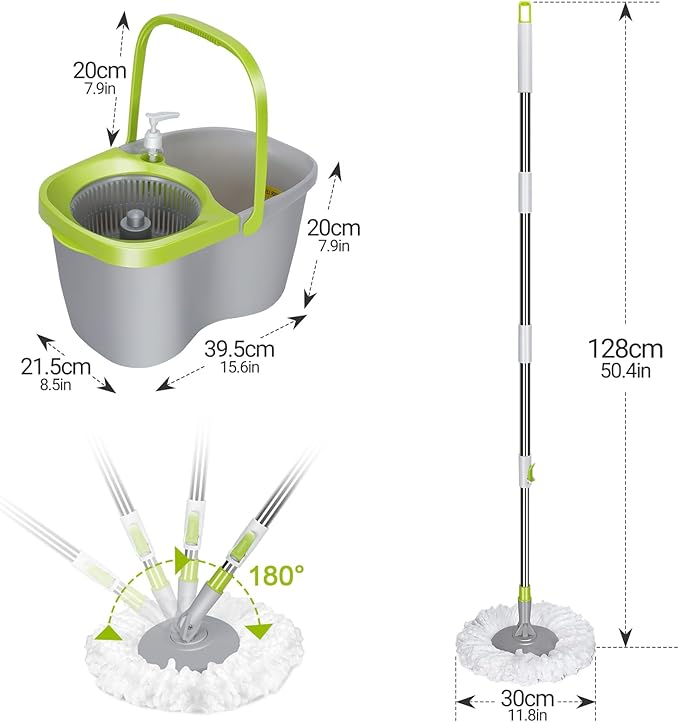 MASTERTOP Mop and Bucket with Wringer Set, Small Spin Mop Cleaning System with - Image 6