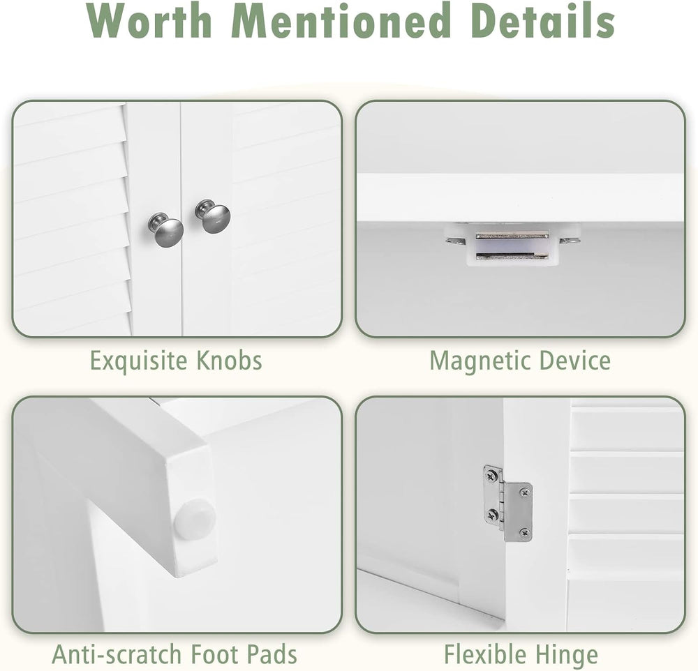 LOKO Bathroom Floor Cabinet, Freestanding Storage Cabinet (White)