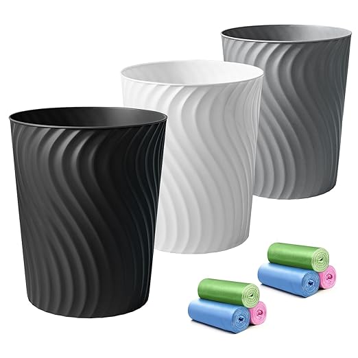 YGJT Small Trash Can, 3 Pack 1.8 Gallons Bathroom Trash Can Waste Basket by YGJT