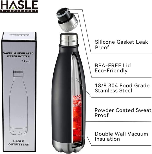 HASLE OUTFITTERS 17oz Stainless Steel Water Bottles, Vacuum Insulated Water - Image 2