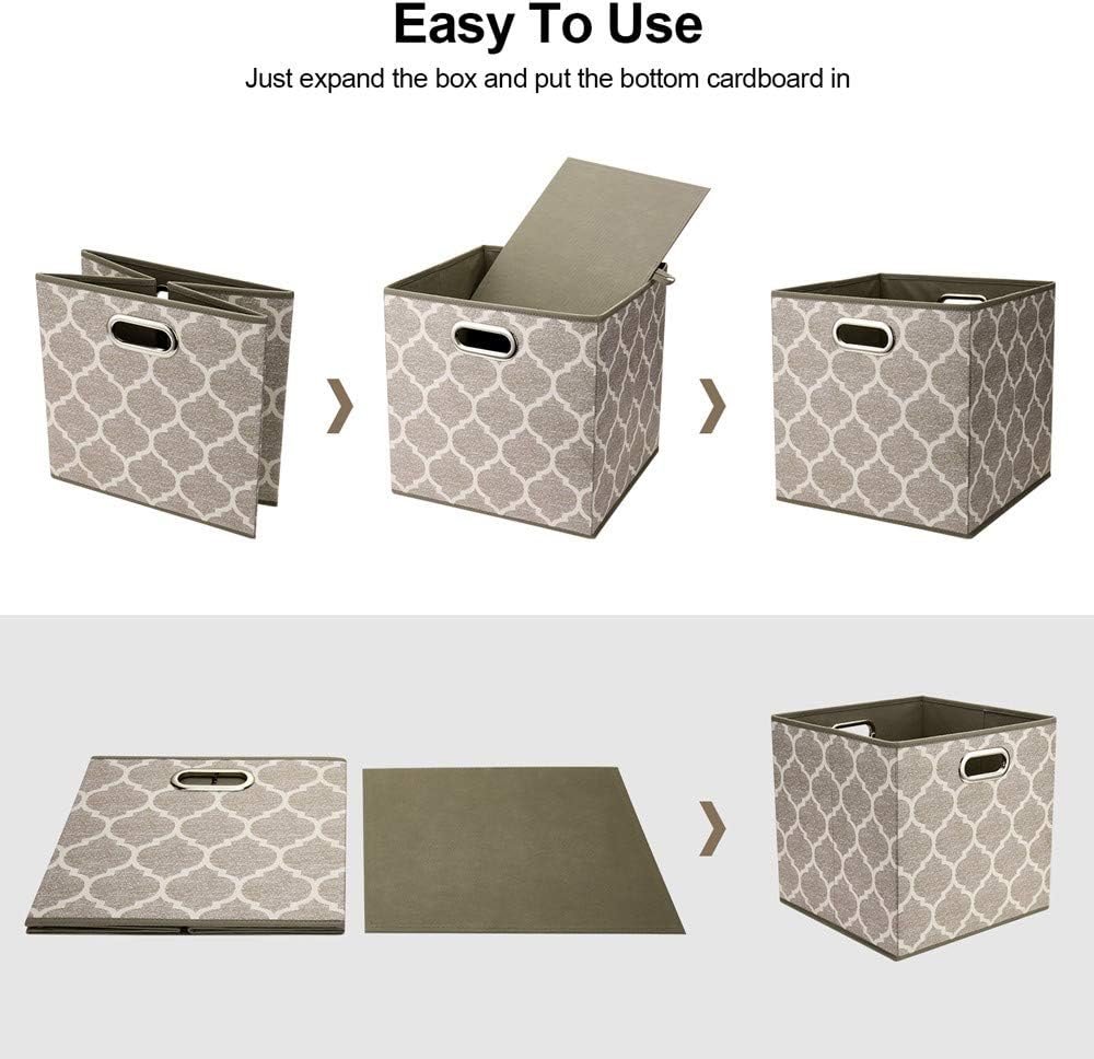 Storage Cubes Bins Fabric 13x13 Inch Brown Storage Boxes Foldable Storage Bas...