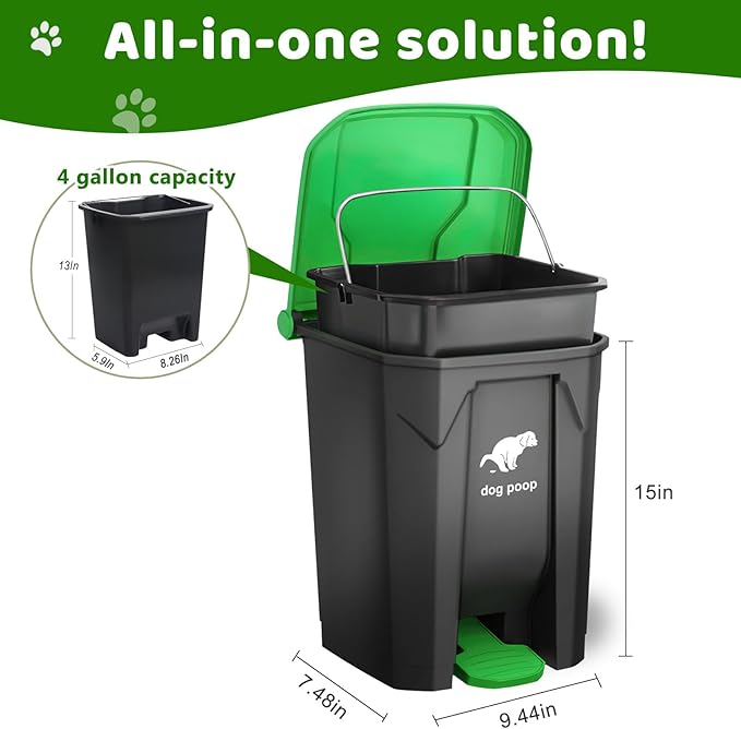 Dog Poop Trash Can Outside, 20L/5Gallon Dog Waste Trash Can - Image 2