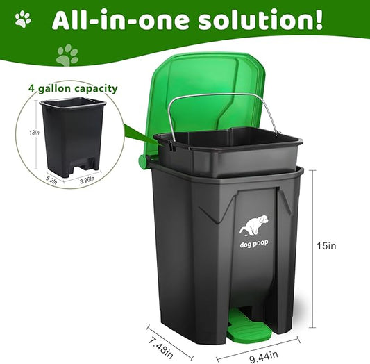 Dog Poop Trash Can Outside, 20L/5Gallon Dog Waste Trash Can - Image 2