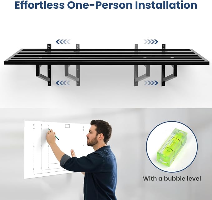 1-Pack Garage Wall Shelves, 250 lbs Capacity, Steel Garage Organization Shelving - Image 5