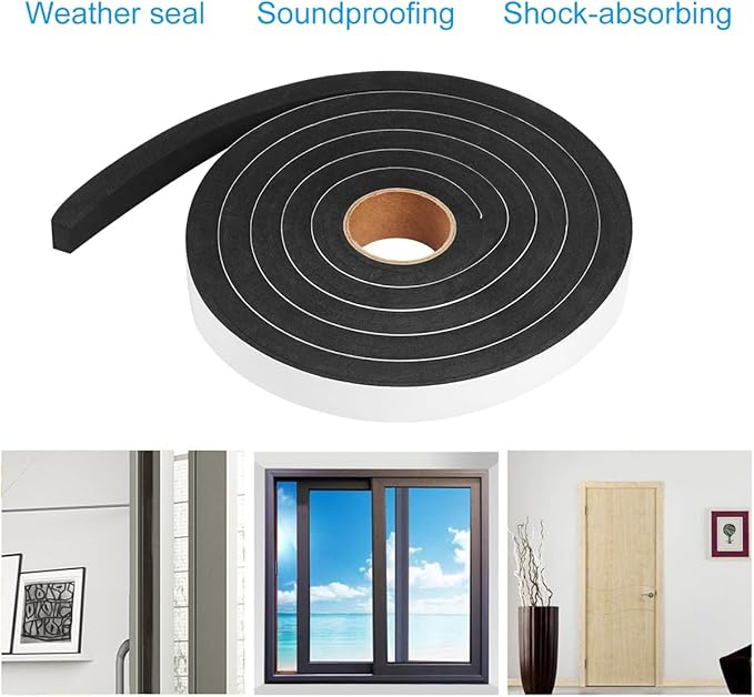 Seal Foam Tape, 2 Rolls 1/2 Inch W x 1/2 Inch T Weather Stripping - Image 3