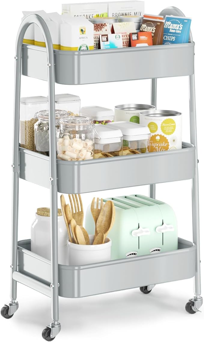 EAGMAK 3 Tier Utility Rolling Cart, Metal Storage Cart by Eagmak