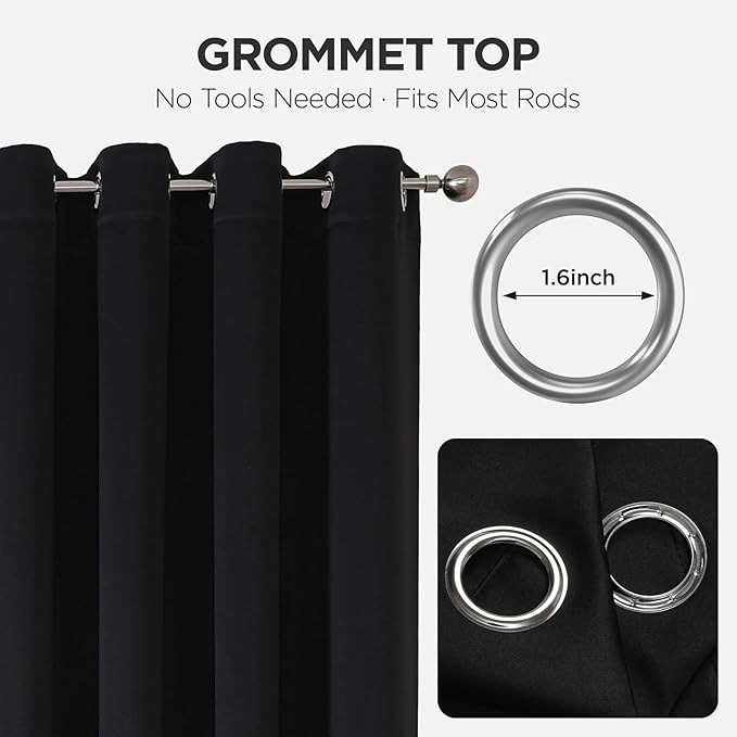 Joydeco Blackout Patio Sliding Door Curtains 84 Inches Long, Grommet Privacy - Image 7