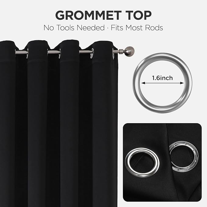 Joydeco Blackout Patio Sliding Door Curtains 90 Inches Long, Grommet Privacy - Image 7