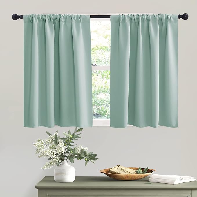 RYB HOME Room Darkening Kitchen Curtains, Farmhouse Small Window Drapes Rod by RYBHOME