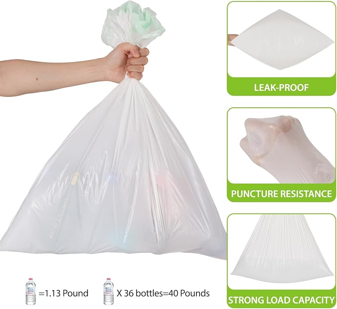 Large Trash Bag 13 Gallon Tall Drawstring 100% Post-Consumer Recycled Garbage - Image 3
