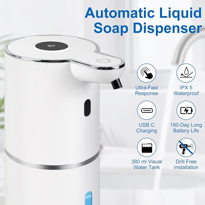 Automatic Liquid Soap Dispenser Touchless, USB-C Rechargeable Hand Soap - Image 2