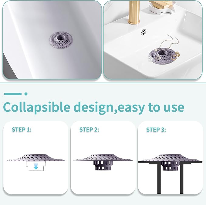 Shower Hair Drain Catcher, Silicone Bathtub Drain Hair Catcher Strainer - Image 4
