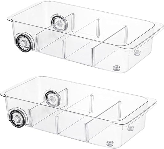 Fridge Organizer Bins With Wheels, 2 Pack Roll Out Refrigerator Organizers And by LXLXXL