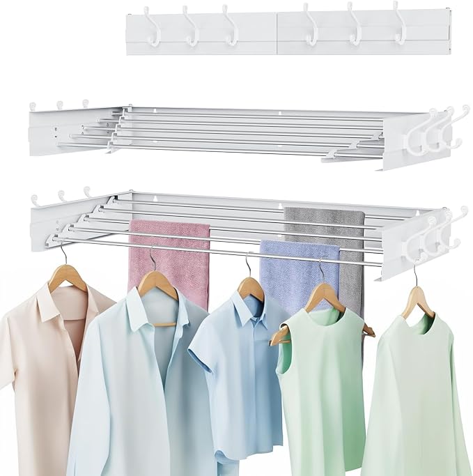 Laundry Drying Rack, Collapsible Wall Mounted Clothes Drying Rack by Unknown