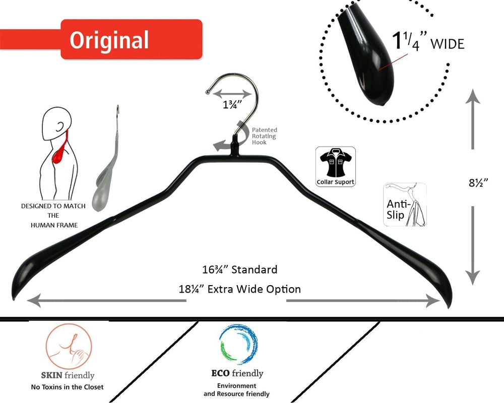 Mawa by Reston Lloyd BodyForm Series Non-Slip Steel Clothes Hanger with Shoul...