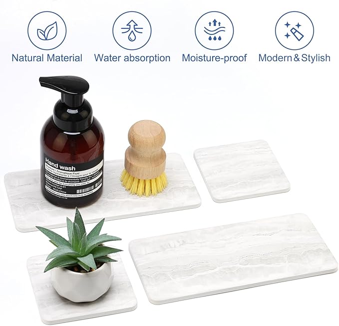 4 Pack Water Absorbing Stone Drying Tray - Image 5