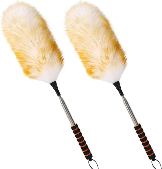 Extendable Lambswool Duster 25-64" Retractable Telescopic Handle Removable Head by MehelloFeather