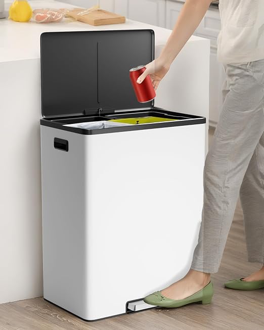 Garvee Dual Trash Can for Recycling and Trash, 2 x 30 L Stainless Steel Kitchen - Image 7