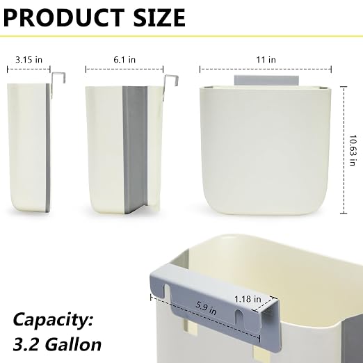 Soddeph 3.2 Gallon Foldable Hanging Trash Can - Image 2