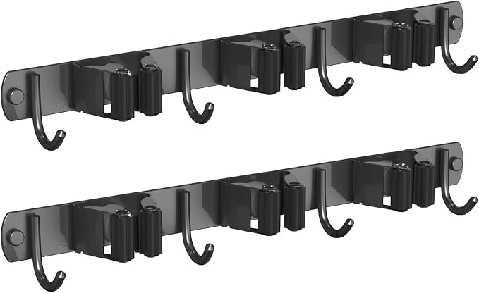 2 Pack Mop and Broom Holder Wall Mount, Non-slip Broom Hanger Wall Mount by CUXIXA