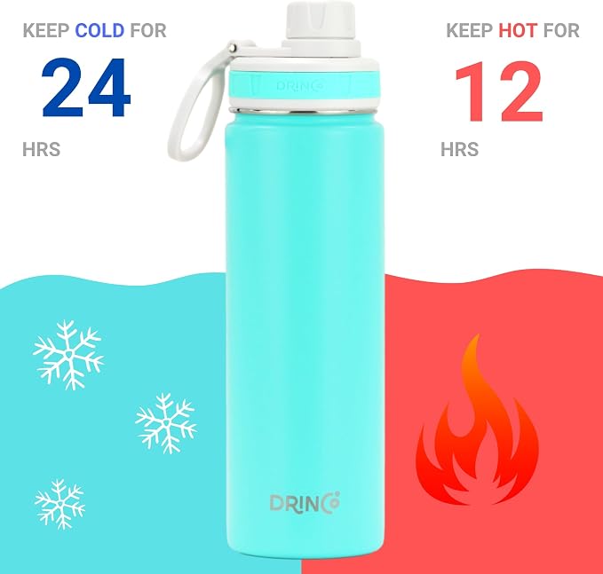 DRINCO Stainless Steel Water Bottle Spout Lid Vacuum Insulated Double Wall - Image 4