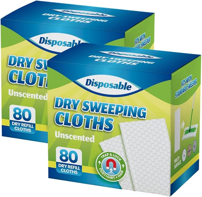 Dry Sweeping Cloths Disposable Mop Refills Floor Dust Mop Pad, Floor Cloth by PEACHICHA