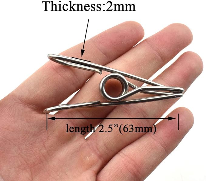 HAHIYO Clothespins Chip Clips All Metal Stainless Steel No Rust Stains Strong - Image 2