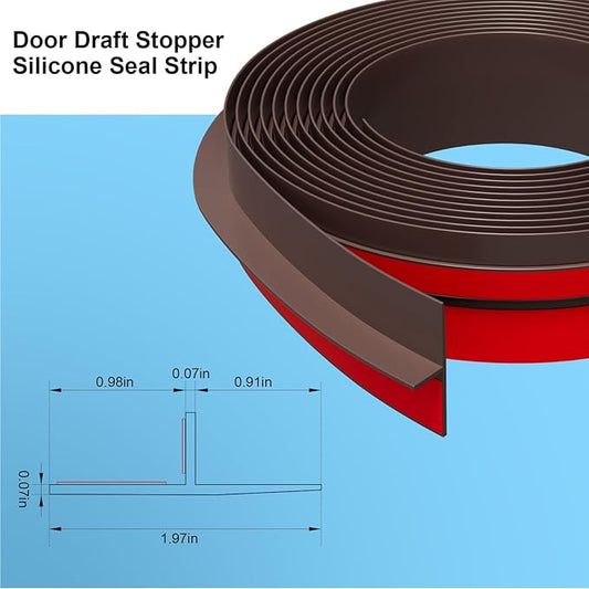 T-Shaped Door Draft Stopper, 1.97 in x 20 Ft Silicone Seal Strip - Image 2