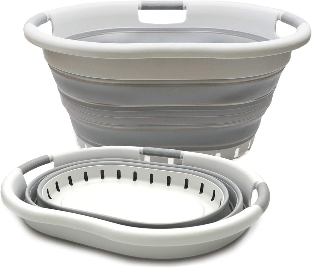 SAMMART 36L (9.5 gallon) Set of 2 Collapsible 3 Handled Plastic Laundry Baske...