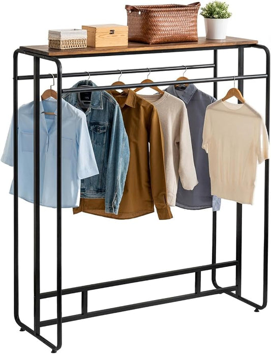 MyGift Dual Clothing Rack, Commercial Urban Black Metal Freestanding Large by MyGiftHome