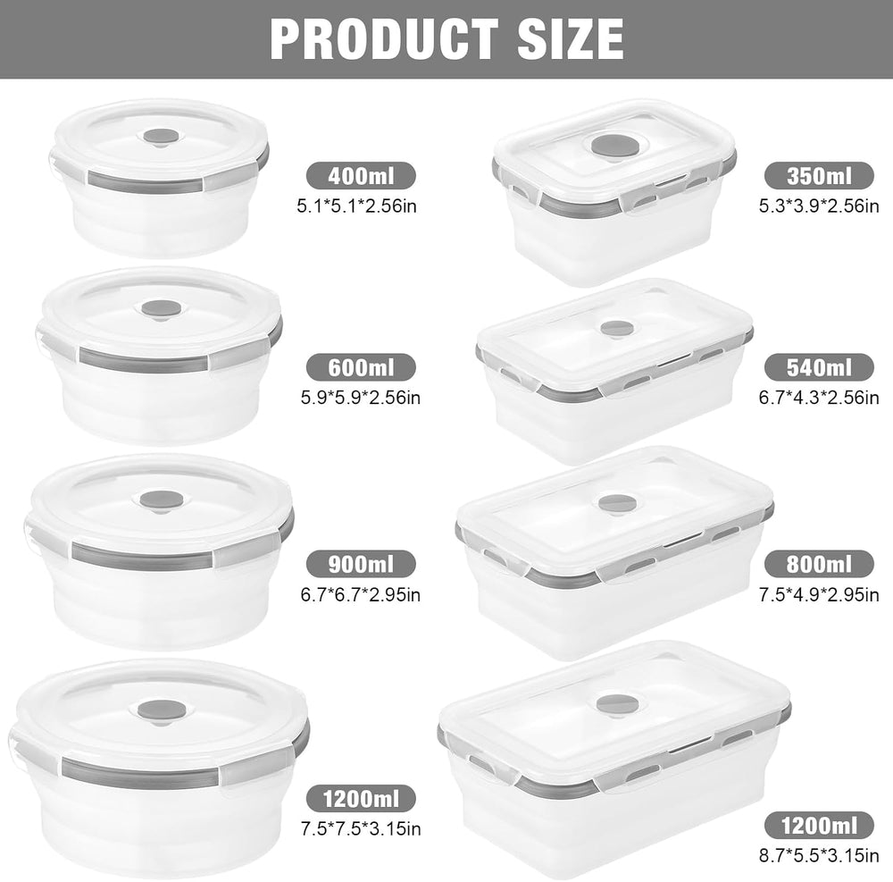 Dandat 12 Silicone Collapsible Food Storage Containers Foldable Silicone Lunc...