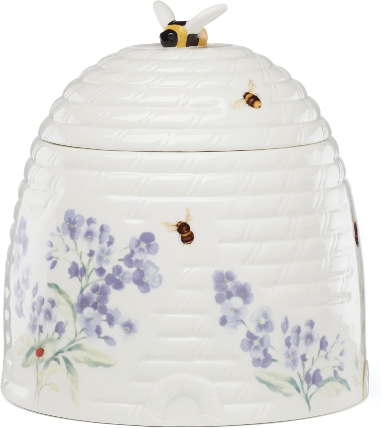 Lenox Butterfly Meadow Beehive Candy Jar | porcelain, dishwasher safe | butterfly and floral design | pantry storage and table decor accent, cookie jar and candy dish