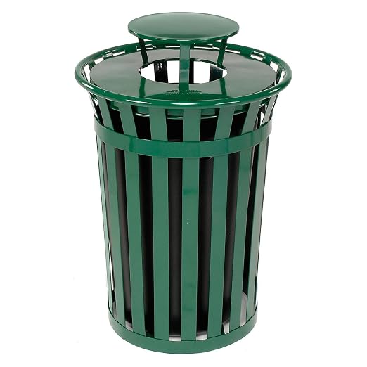 Global Industrial Heavy-Duty 36 Gallon Capacity Outdoor Metal Slatted Trash by GlobalIndustrial