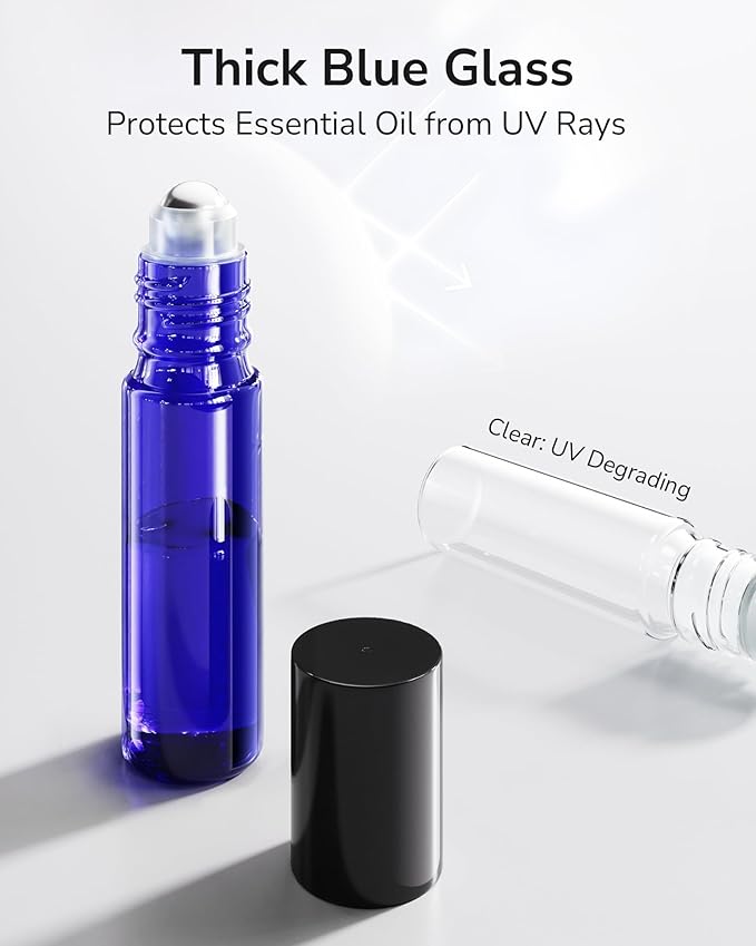 ULG Essential Oil Roller Bottles 48 Pack 10ml Cobalt Blue Glass Empty Bottles - Image 2